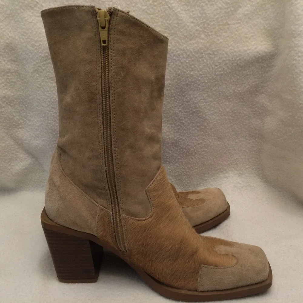 Suede Calf Hair Boots Shoes Women's Size 5.5 On‎ Your Feet 
